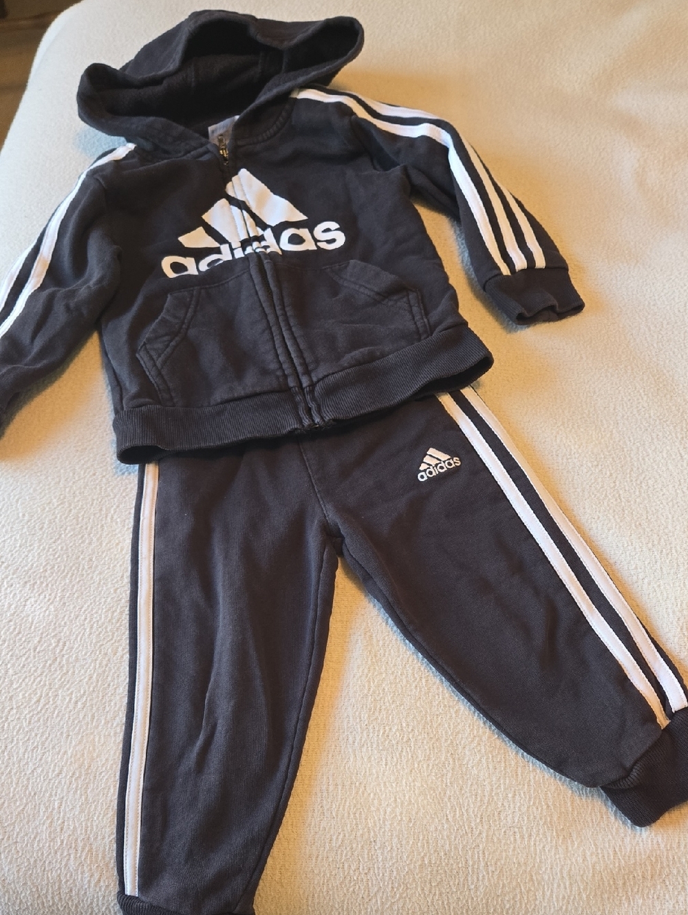 Adidas Black Hoodie & Track Pants Set with White Stripes